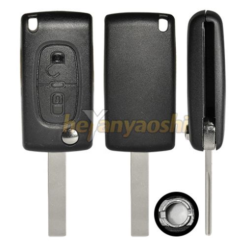 Picture of Replacement 2 Buttons Flip Remote Shell  for Peugeot W/ Battery Connector