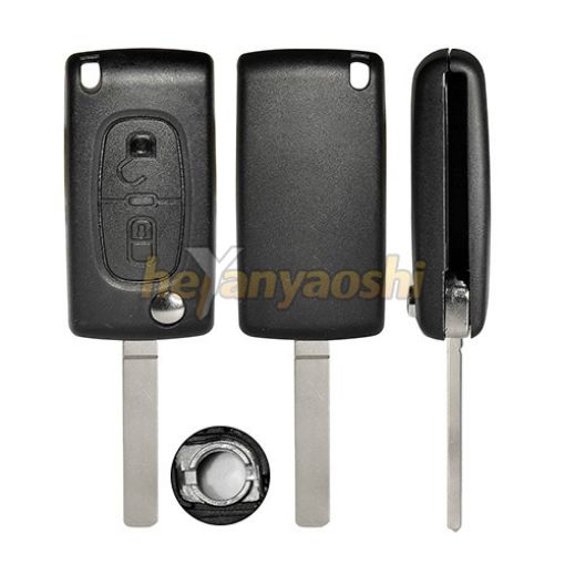 Picture of Replacement 2 Buttons Flip Remote Shell  for Peugeot W/ Battery Connector