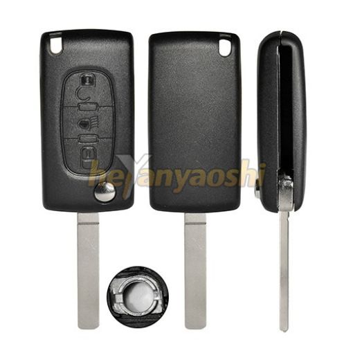 Picture of Replacement 3 Buttons Flip Remote Shell  for Peugeot W/  Battery Connector