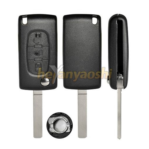 Picture of Replacement 3 Buttons Flip Remote Shell  for Peugeot W/ O Battery Connector