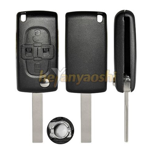 Picture of Replacement 4 Buttons Flip Remote Shell  for Peugeot W/ O  Battery Connector