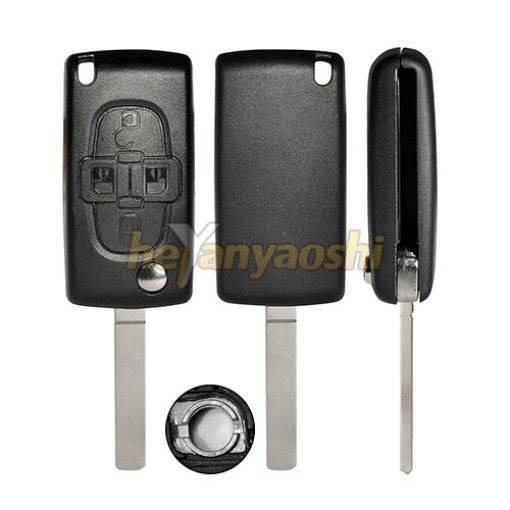 Picture of Replacement 4 Buttons Flip Remote Shell  for Peugeot W/ O Battery Connector