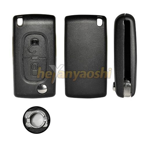 Picture of Replacement 2 Buttons Flip Remote Shell  for Peugeot W/  Battery Connector