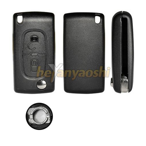 Picture of Replacement 2 Buttons Flip Remote Shell  for Peugeot W/ O  Battery Connector