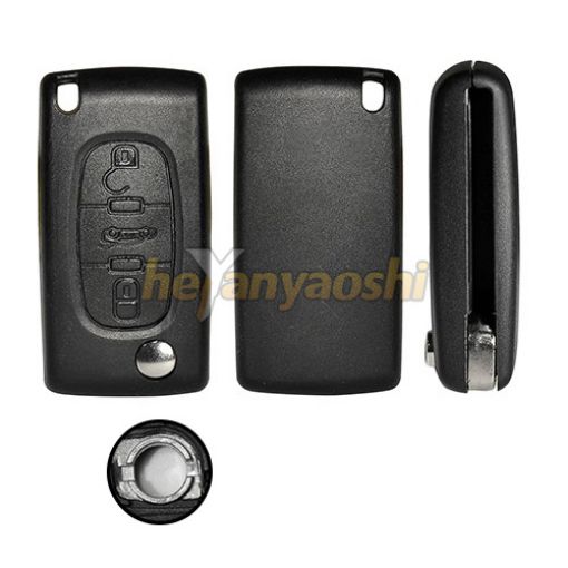 Picture of Replacement 3 Buttons Flip Remote Shell  for Peugeot W/   Battery Connector