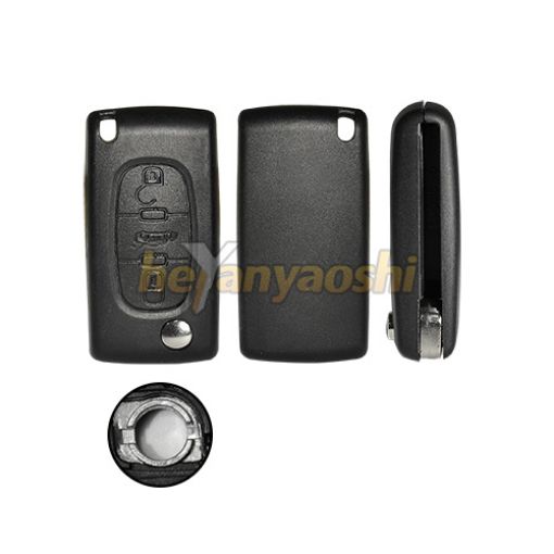 Picture of Replacement 3 Buttons Flip Remote Shell  for Peugeot W/ O  Battery Connector