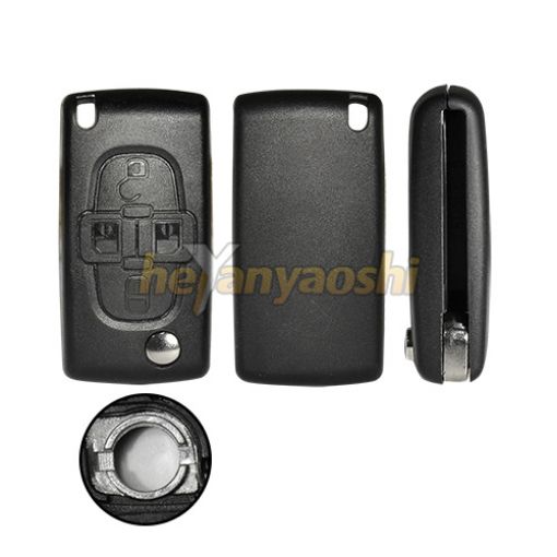 Picture of Replacement 4 Buttons Flip Remote Shell  for Peugeot W/   Battery Connector