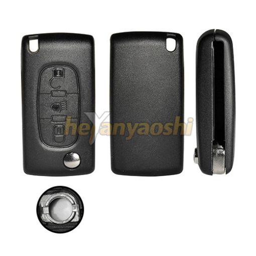 Picture of Replacement 3 Buttons Flip Remote Shell  for Peugeot W/ O   Battery Connector