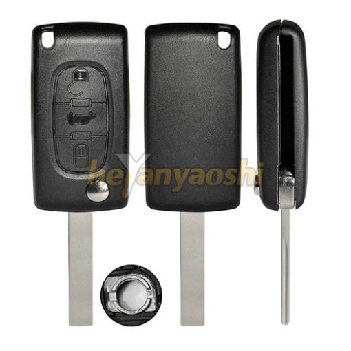 Picture of Replacement 3 Buttons flip Remote Key Shell for Citroen / Peugeot / Fiat W/O Bttery Connector