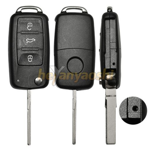 Picture of Replacement 3 Buttons Flip Remote Shell for VW 