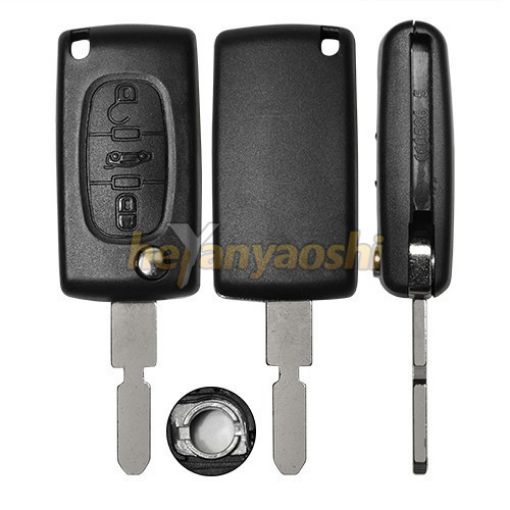 Picture of Replacement 3 Buttons Flip Remote Shell  for Peugeot W/ O  Battery Connector