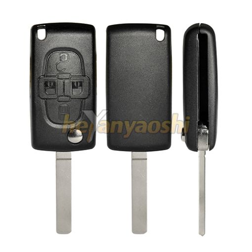 Picture of Replacement 4 Buttons Flip Remote Shell  for Peugeot W/  Battery Connector