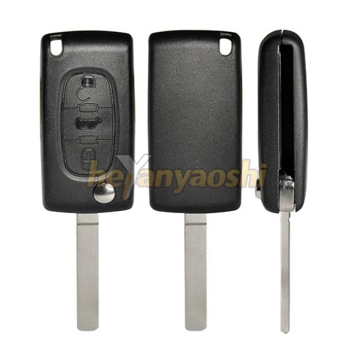 Picture of Replacement 3 Buttons flip Remote Key Shell for Citroen / Peugeot W/ Bttery Connector